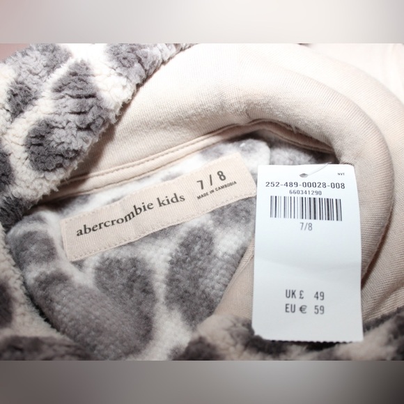 Abercrombie Kids Girls Leopard Fleece Jacket Zipper size 7/8 - Picture 3 of 3